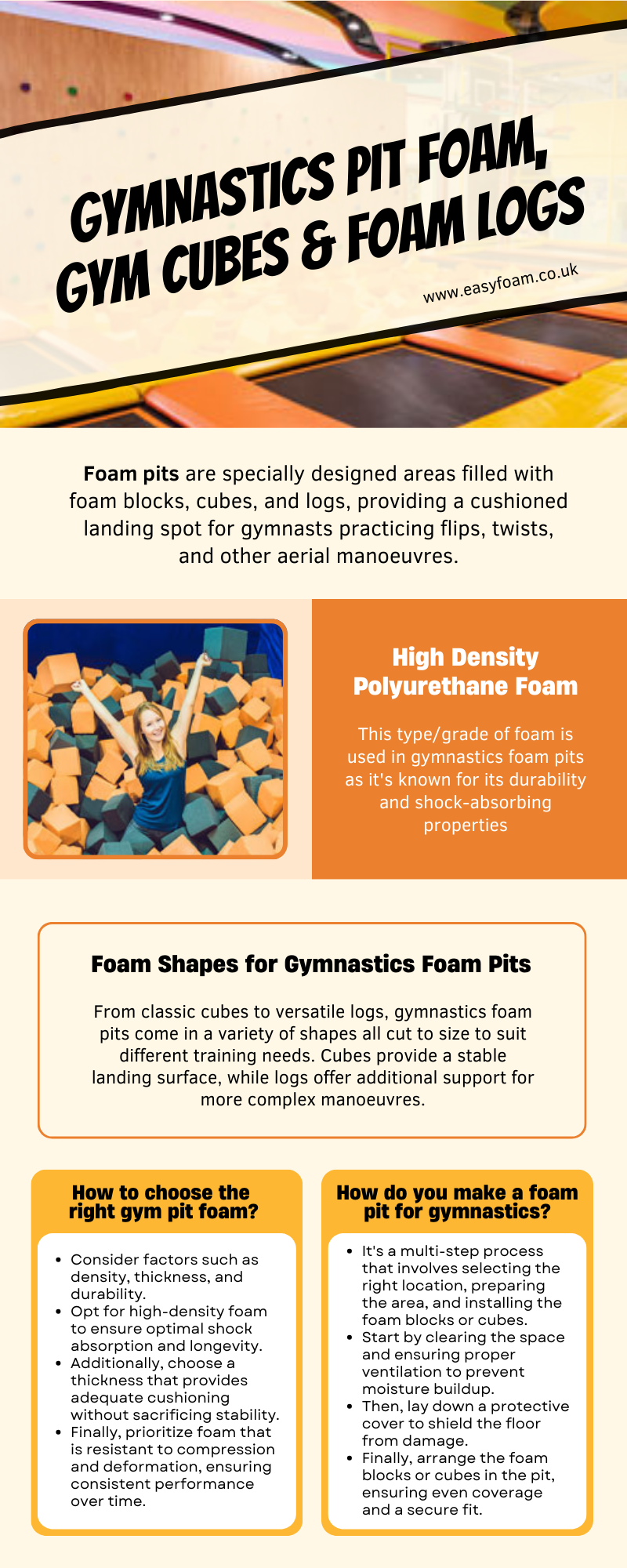 Gymnastics Pit Foam, Gym Cubes, and Foam Logs