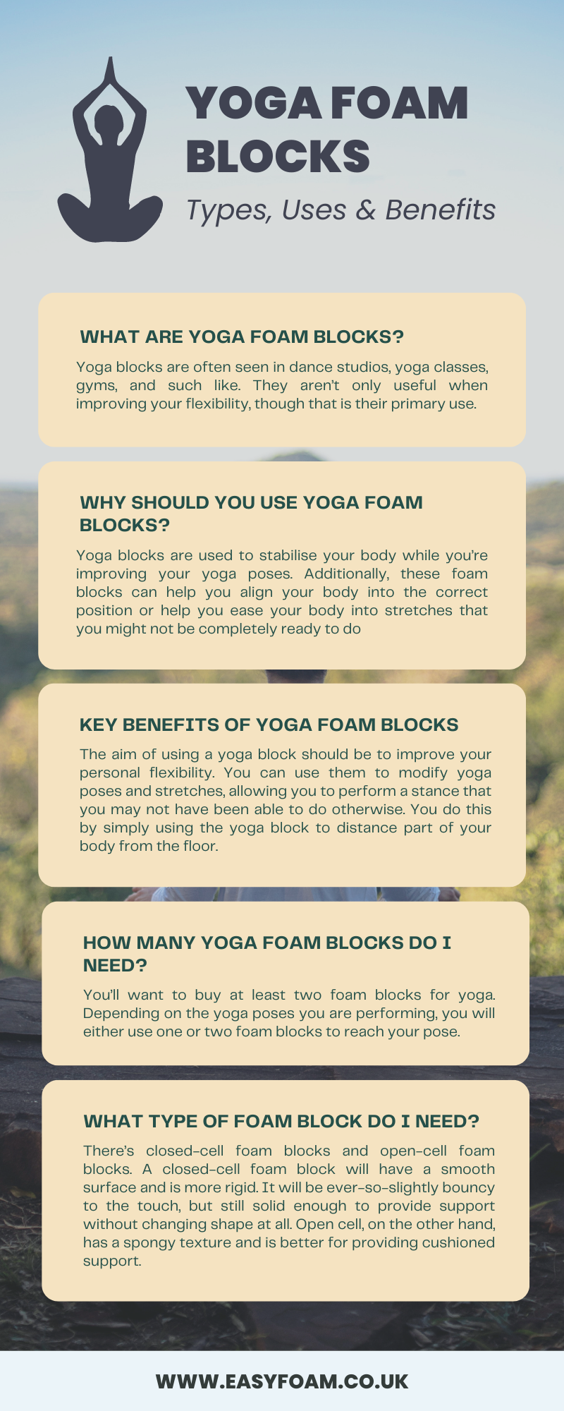 Yoga foam blocks infographic
